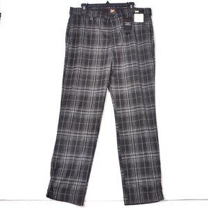 Lee Straight Mid Rise Plaid Pants Size 16M NWT Ultra Soft Waistband Black Gray